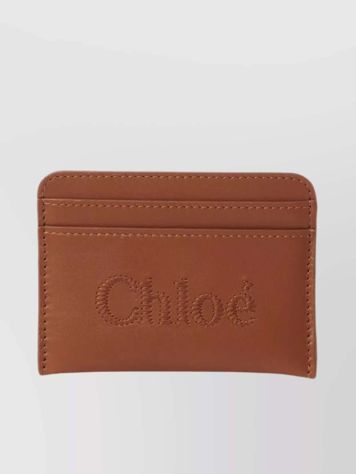 Shop Chloé Slim Leather Card Holder Wallet In Brown