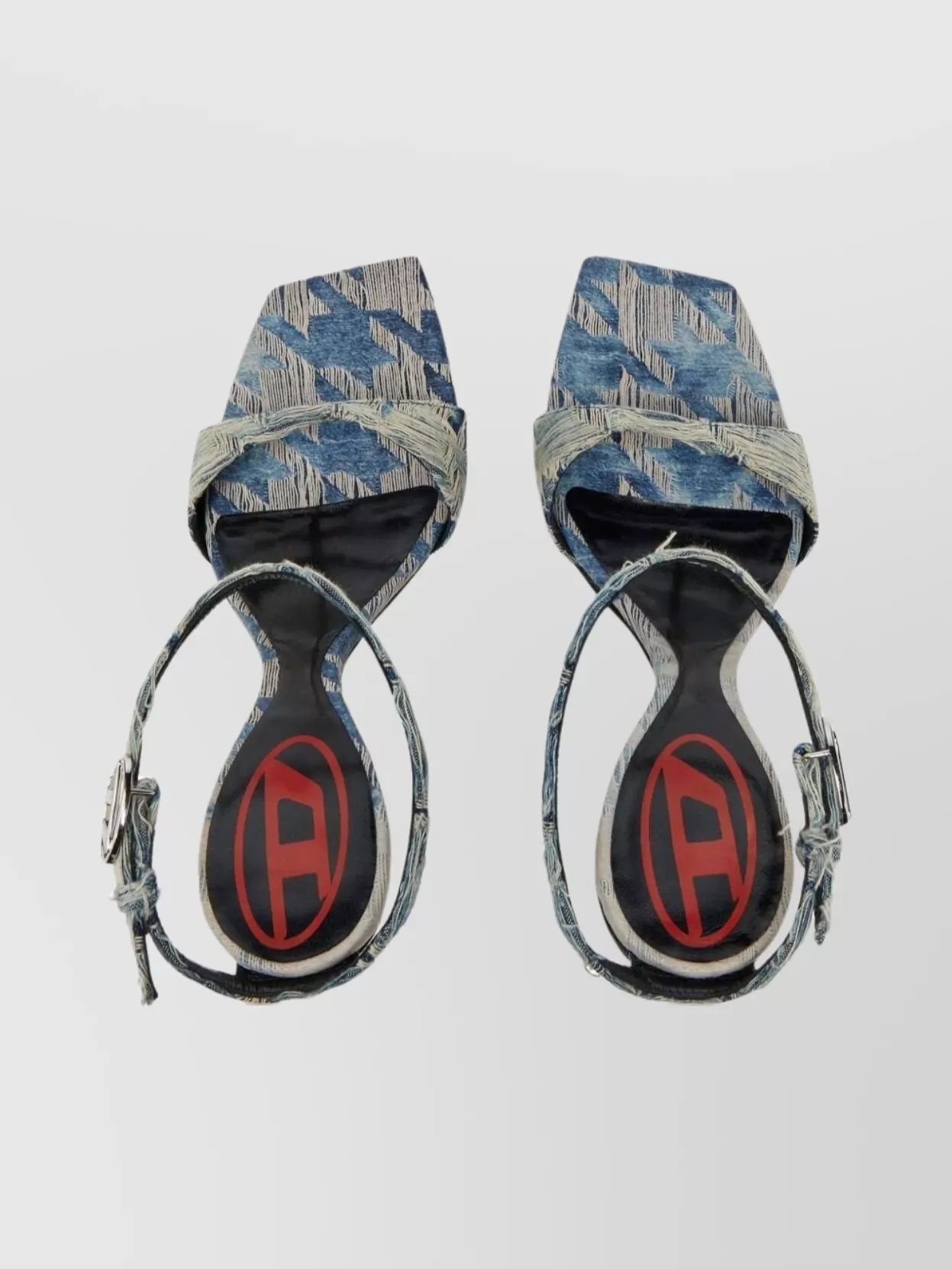 Diesel Jacquard Pattern Open Toe Wedge Sandals In Blue