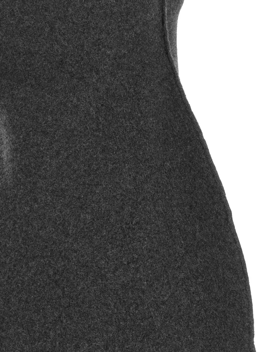 Jil Sander Virgin Wool Mock Neck Short Sleeve A-Line Knee-Length Dress
