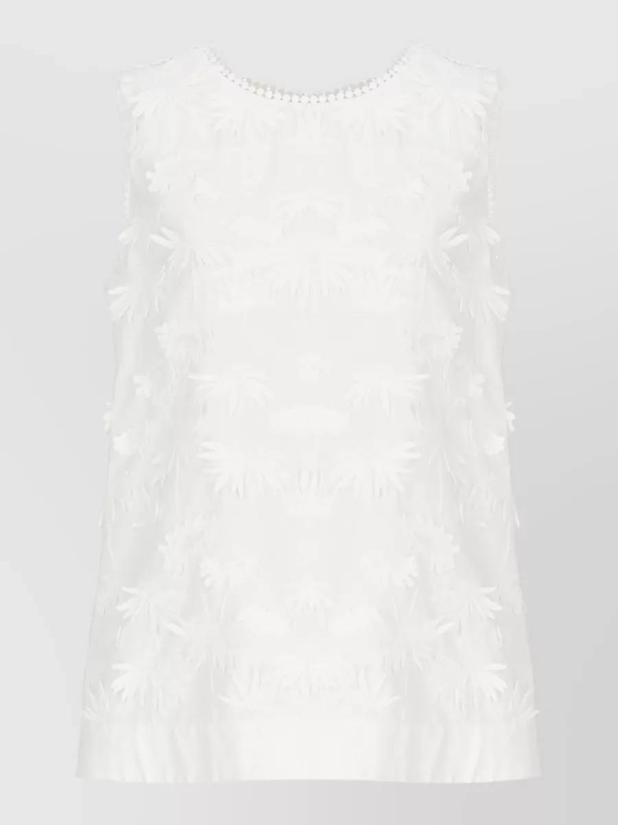 Parosh cotton sleeveless embroidered blouse