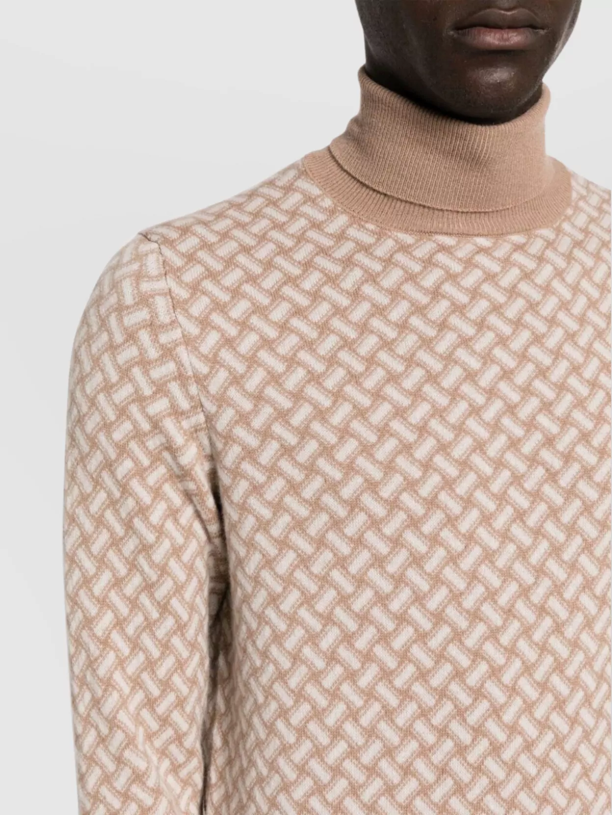Drumohr Geometric Pattern Turtleneck Sweater With Ribbed Trim