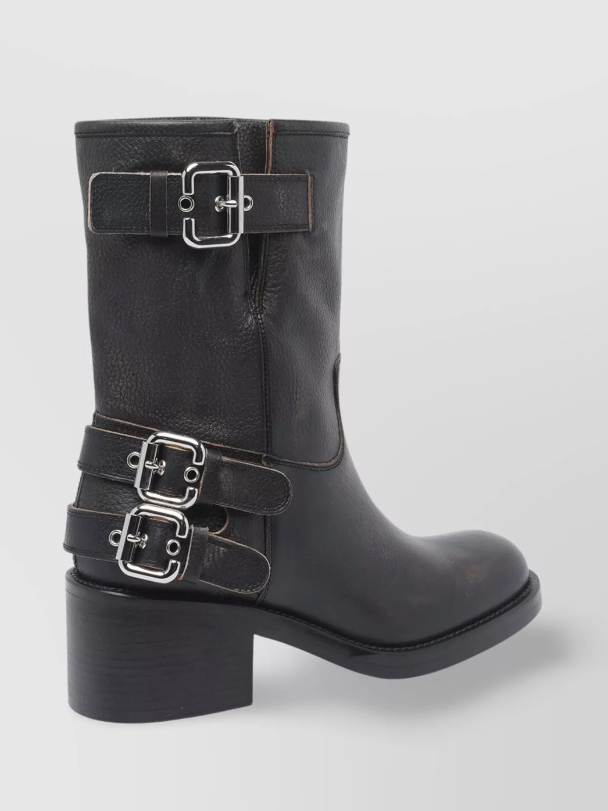 Chloé Block Heel Leather Ankle Boots
