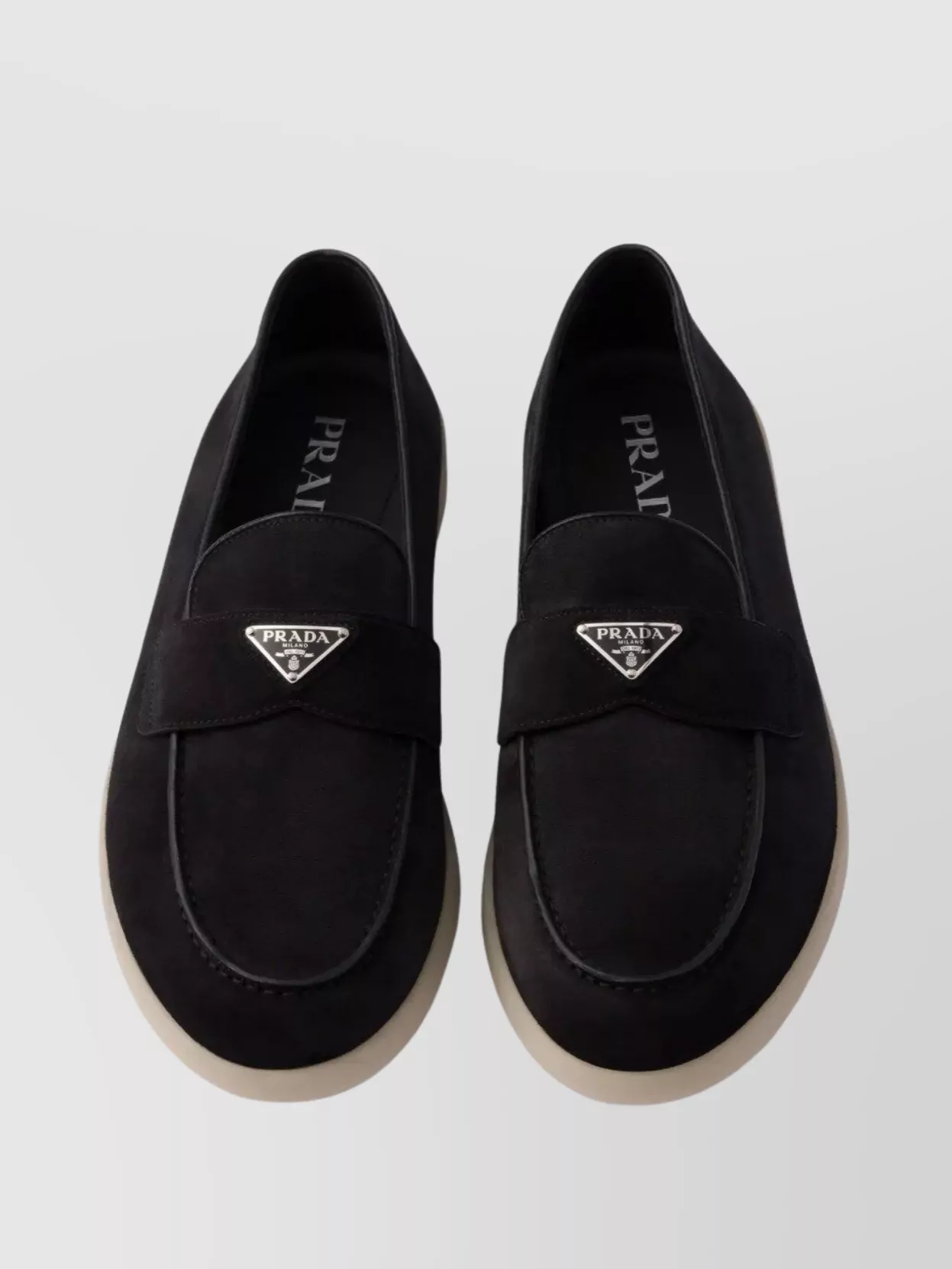 Prada Soft Suede Loafers Rubber Sole