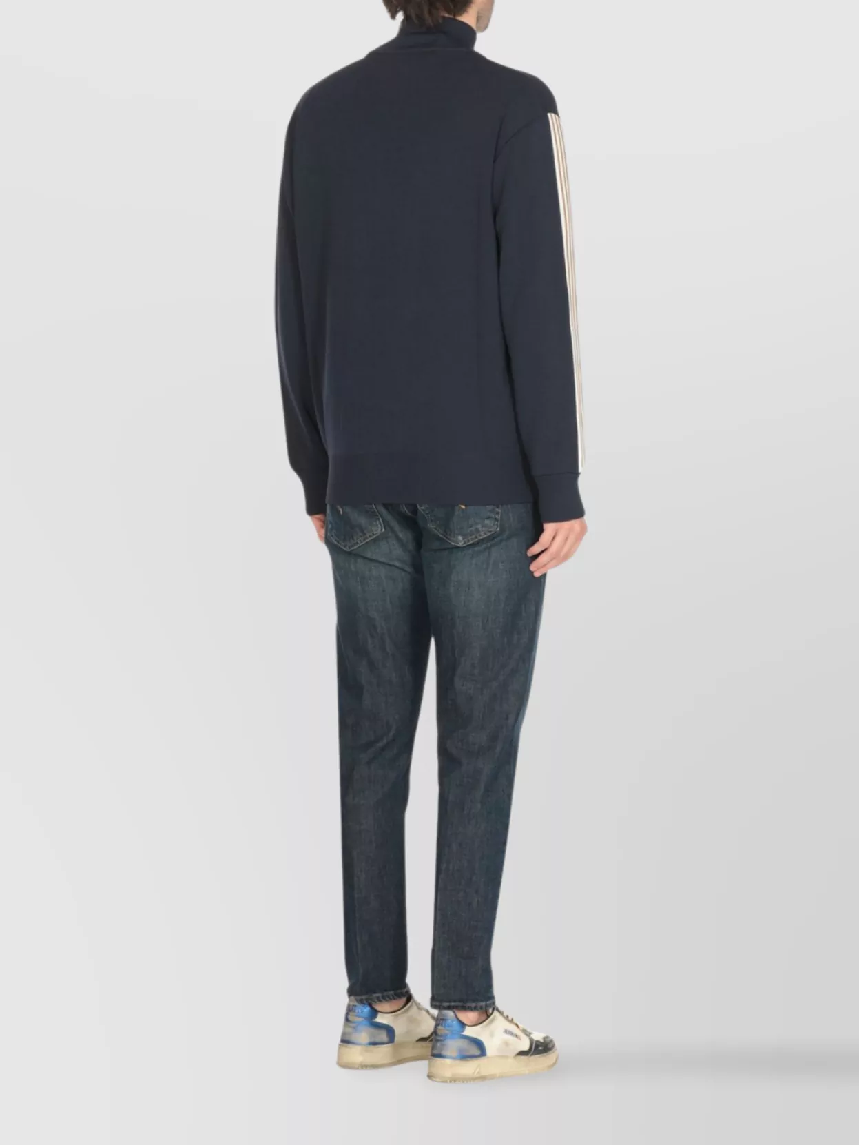 Autry Men's Striped Sleeve Sweatshirt With High Neck