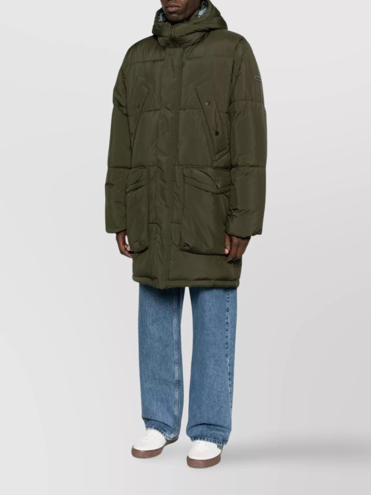 Paul Smith Quilted Hooded Long Parka Coat In Green
