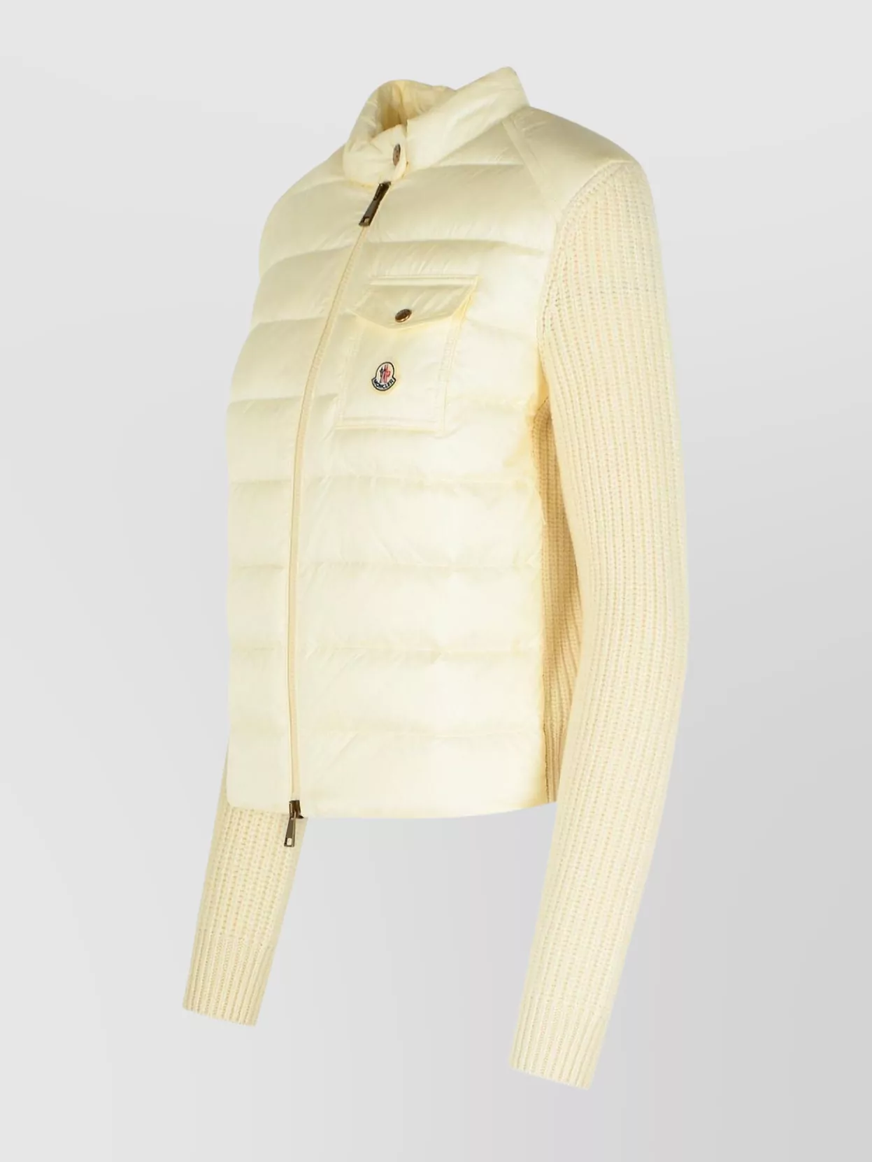 Moncler Virgin Wool Cashmere Blend Knit Cardigan In Yellow