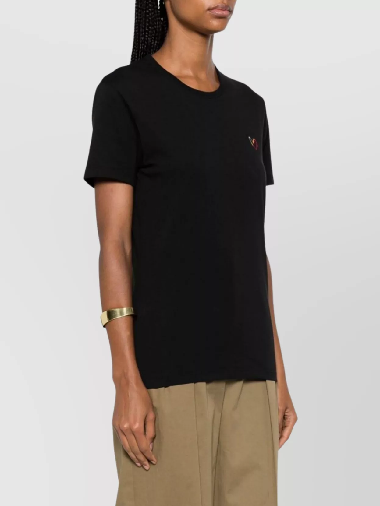 Paul Smith Heart-embroidered Crew Neck T-shirt With Jersey Texture In Black