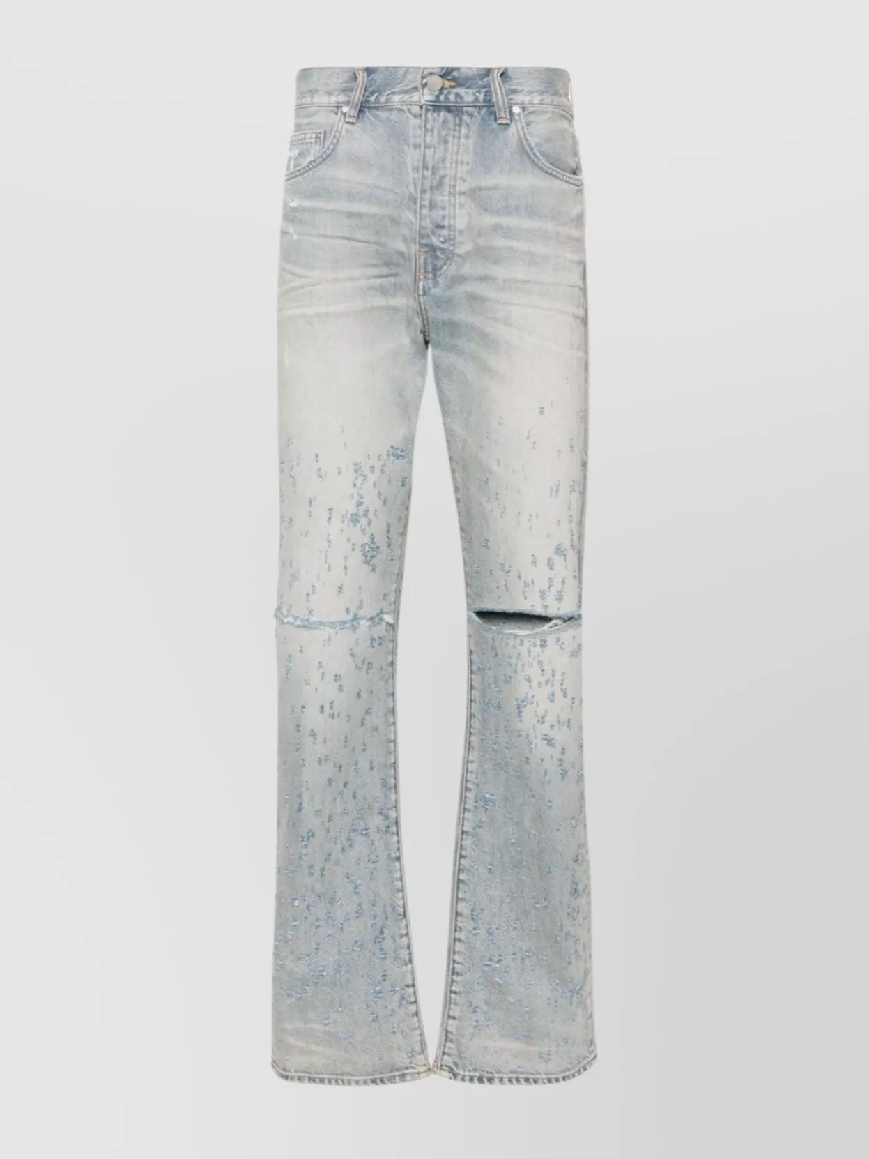 Shop Amiri Straight Denim Jeans With Distressed Vintage Detailing