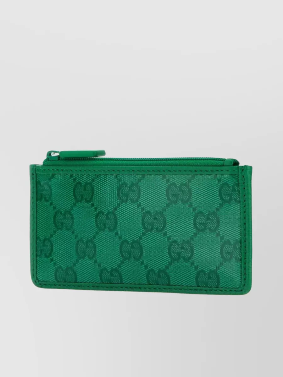 Gucci Interlocking G Gg Crystal Fabric Card Holder In Green