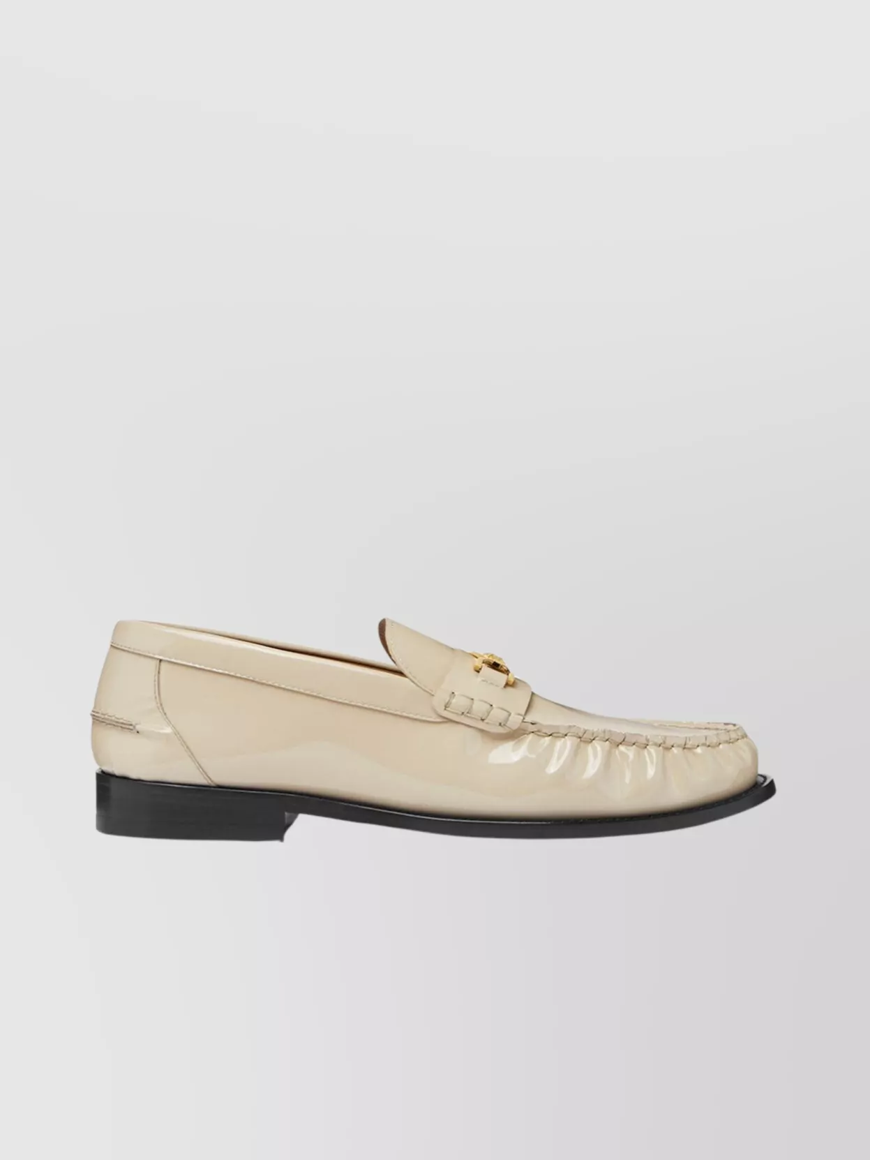 Shop Versace Chain Detail Calf Leather Loafers