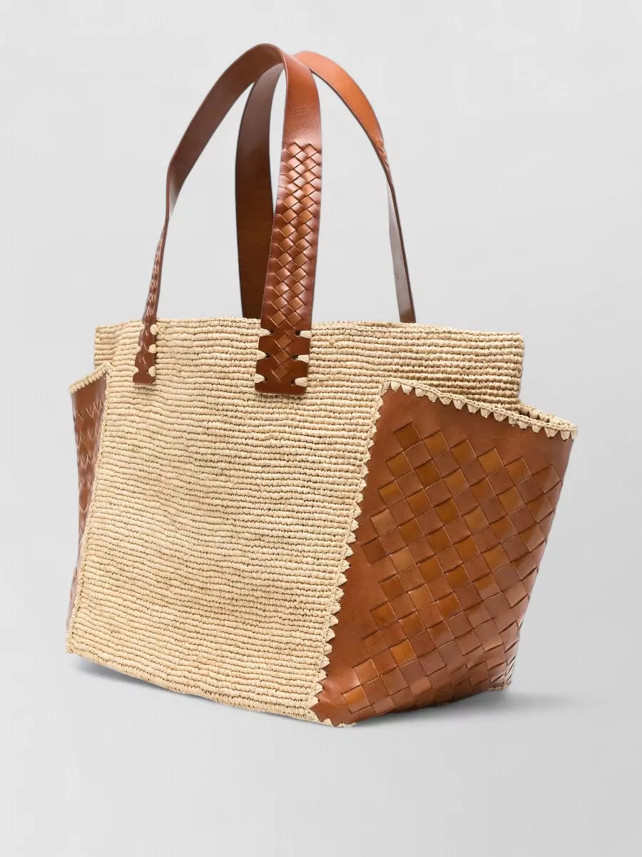 Dragon Diffusion X Sovani Woven-raffia Leather-panel Tote Bag