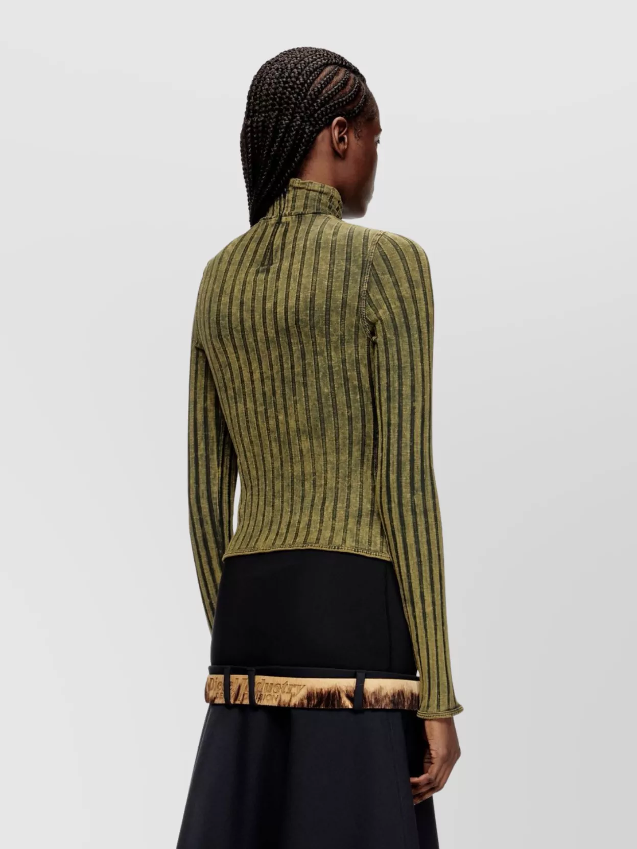 Diesel High Neck Fitted Cotton Long Sleeve Top