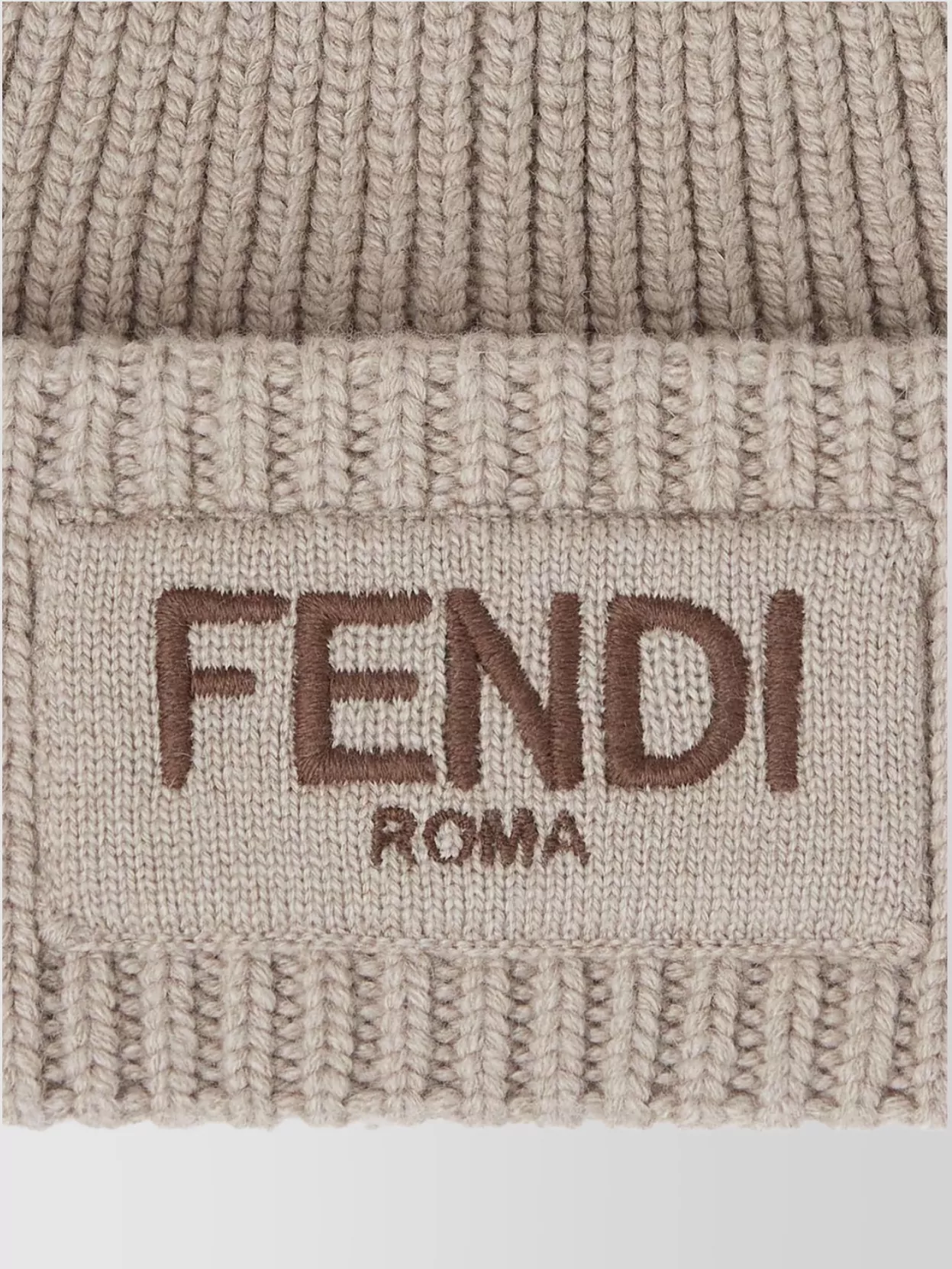 Fendi Knitted Beanie With Pom Detail In Neutral