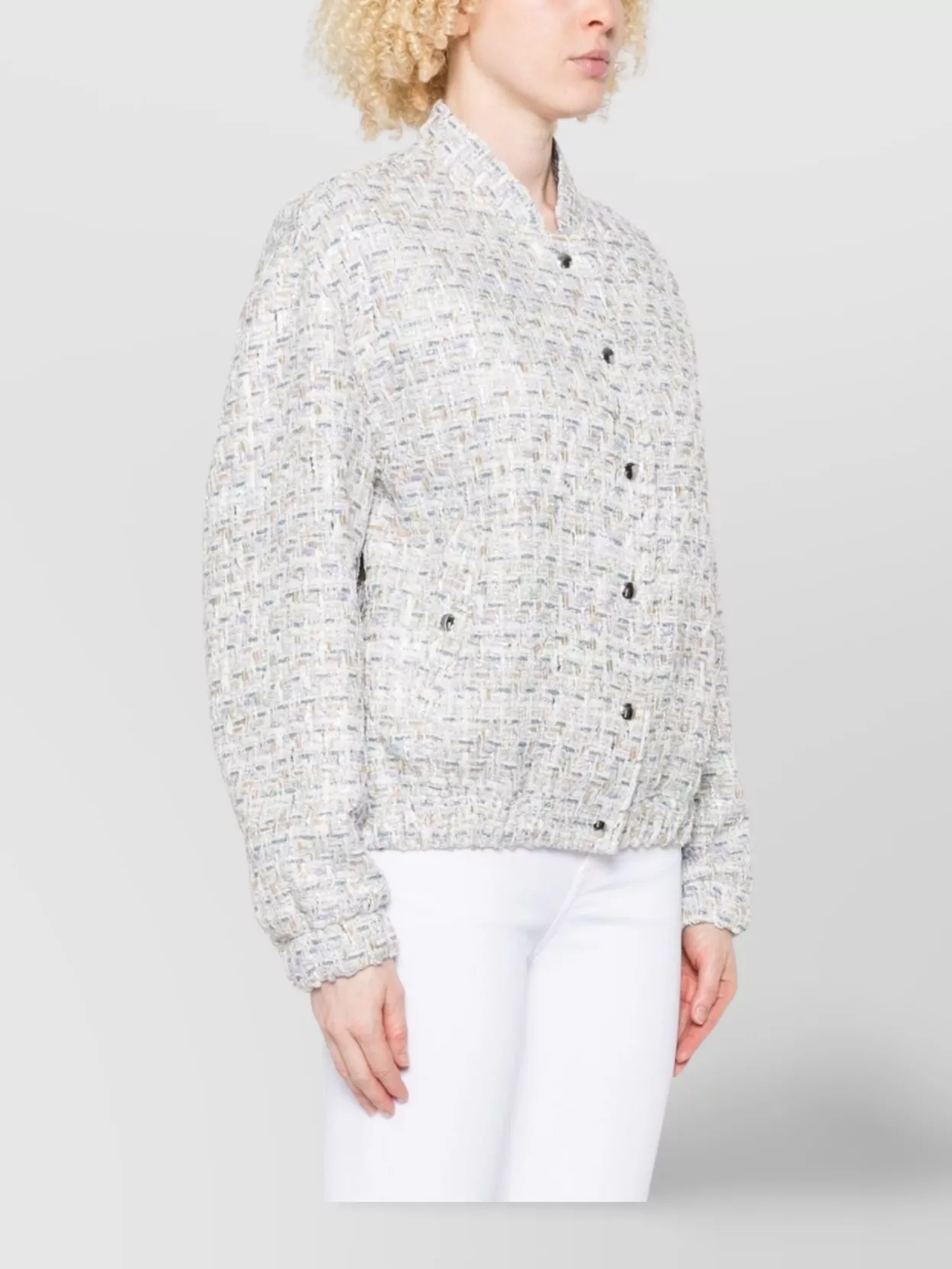 Iro Noemy Tweed Texture Cotton Jacket With Welt Pockets