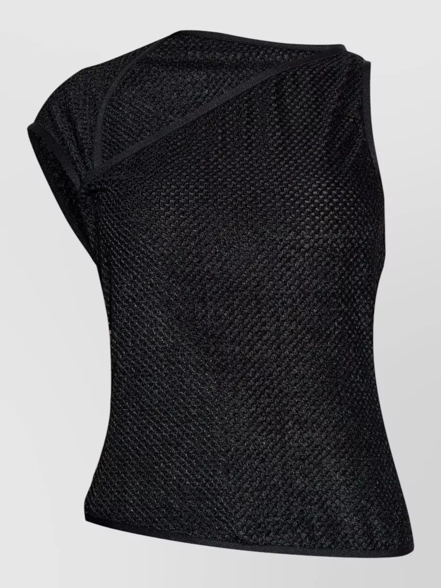Adidas Y3 recycled polyester waffle knit asymmetric sleeveless top