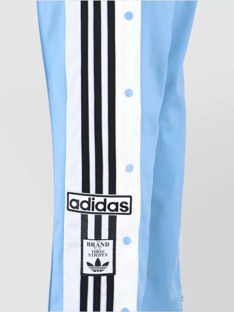 Adidas Straight Trousers Side Pockets Contrast Stripes Snaps