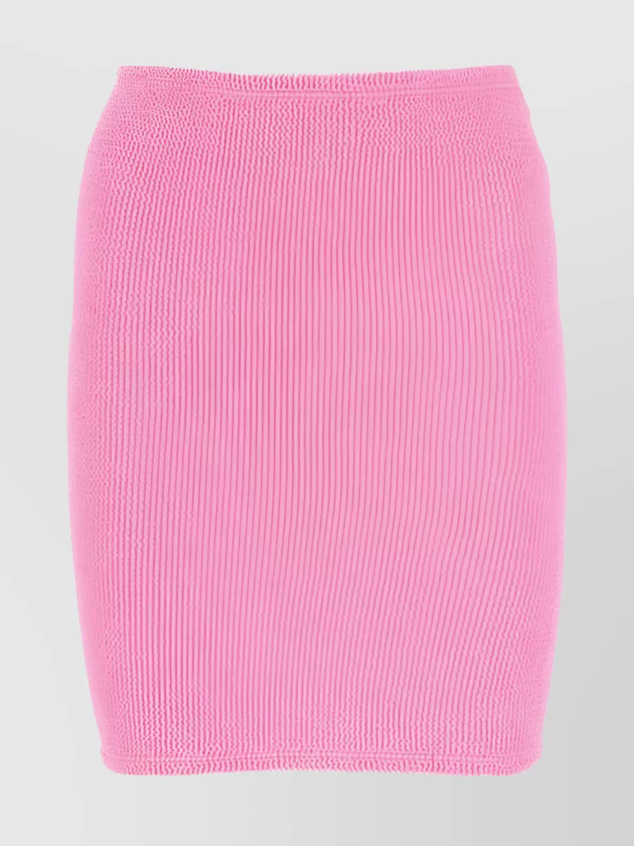 Shop Hunza G Ribbed Knit Short Skirt With Stretch Design In Pink