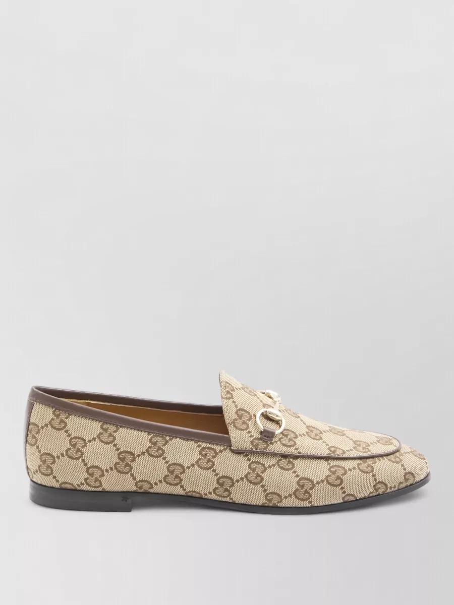 Gucci Jordaan Canvas Loafers Gold Hardware Leather