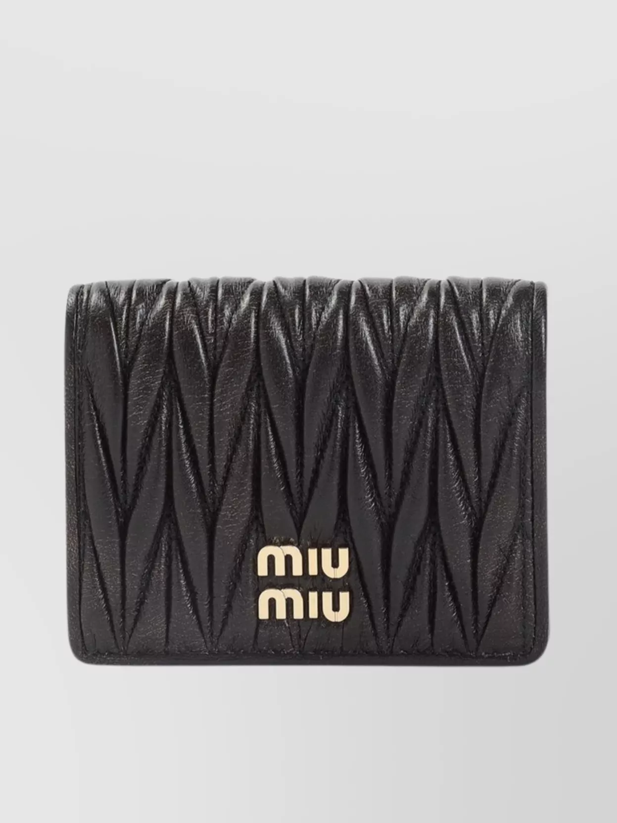 Miu Miu Lamb Leather Wallet Compact Design Gold-toned Hardware