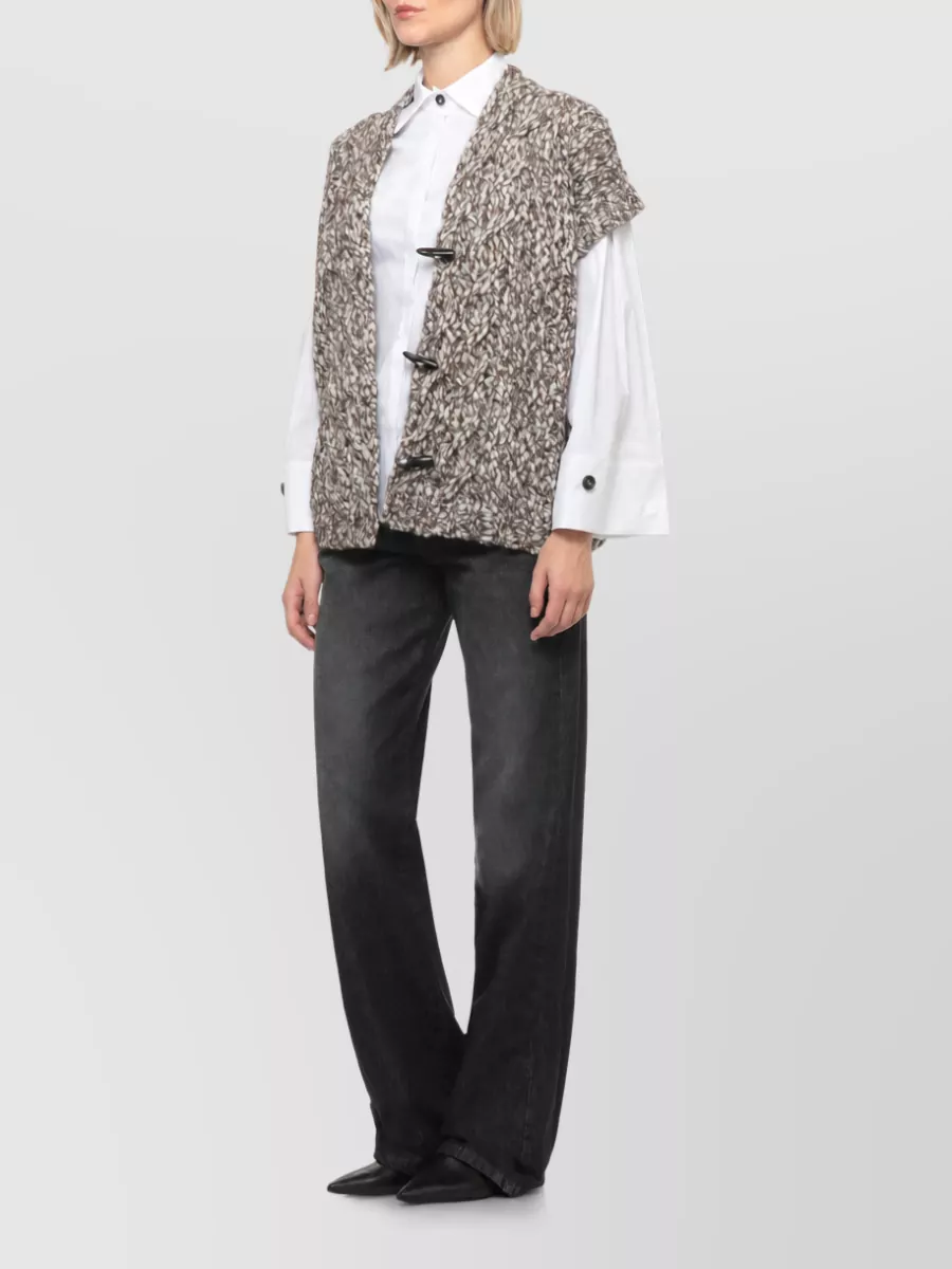 D.exterior Cable-Knit Wool Cardigan