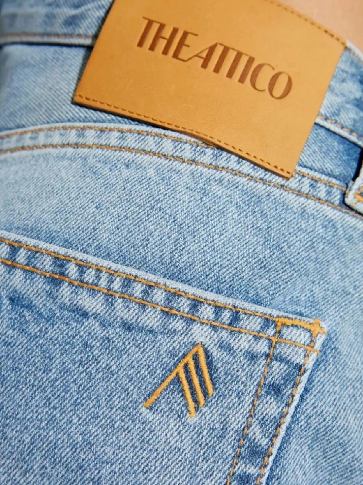The Attico Long Straight Leg Jeans With Contrast Stitching