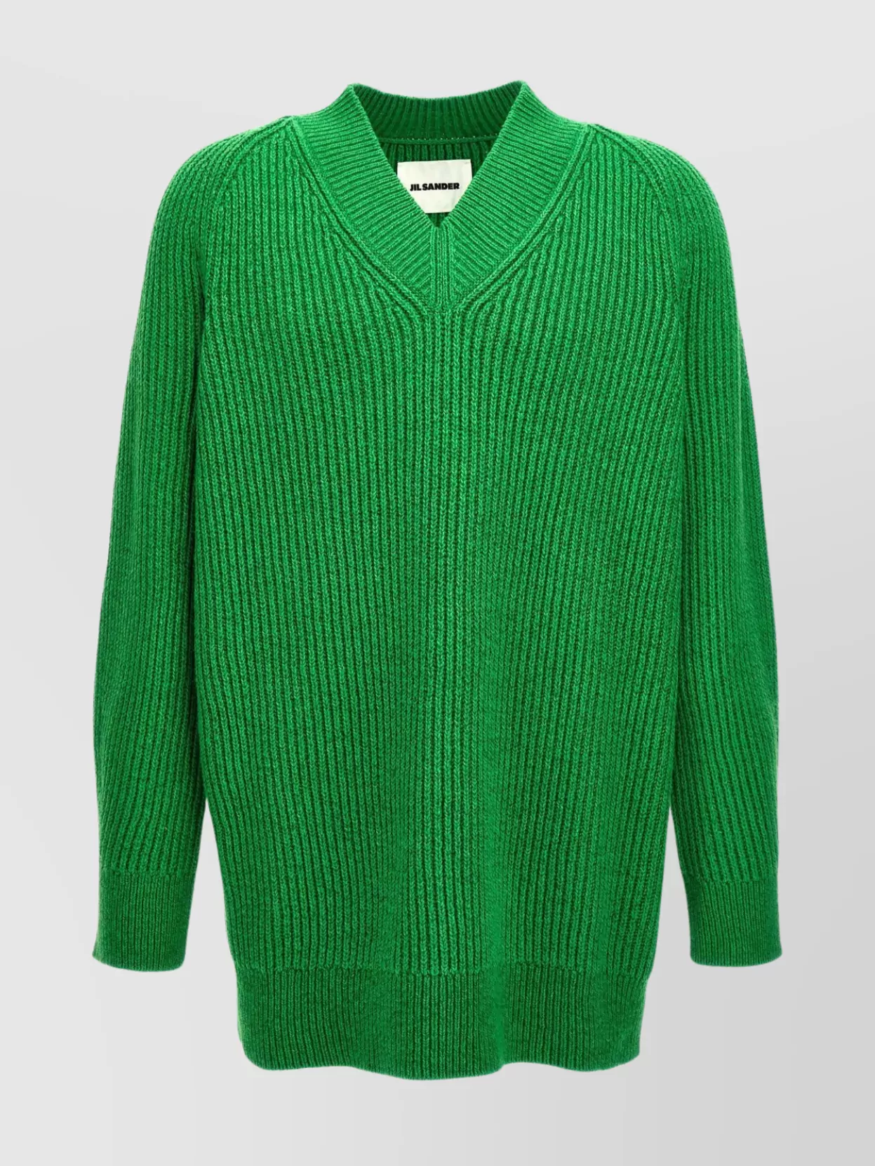 Jil Sander Ribbed Knit Jumper In Green
