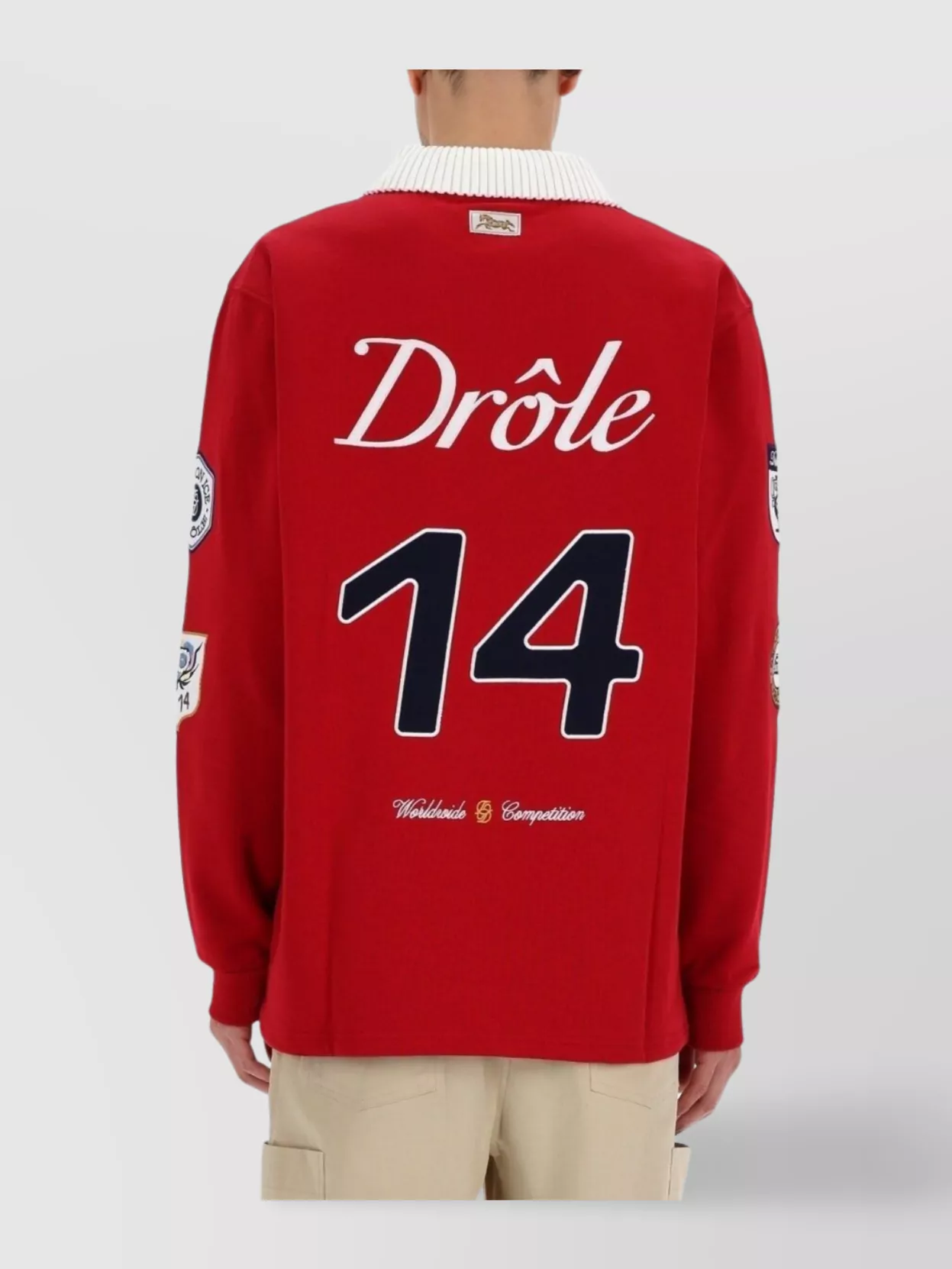 Drôle De Monsieur Long Sleeve Polo Shirt With Embroidered Patches