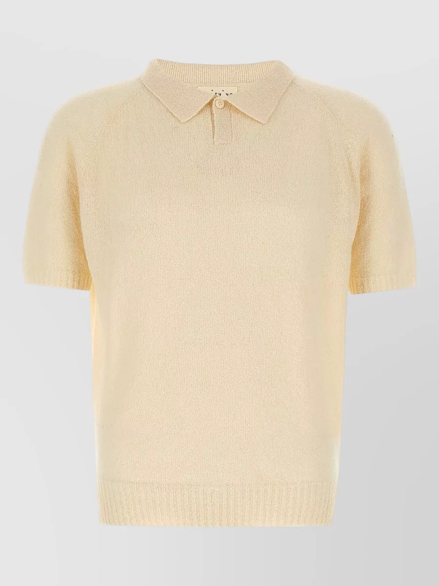 Ma'ry'ya bouclé short-sleeve polo shirt