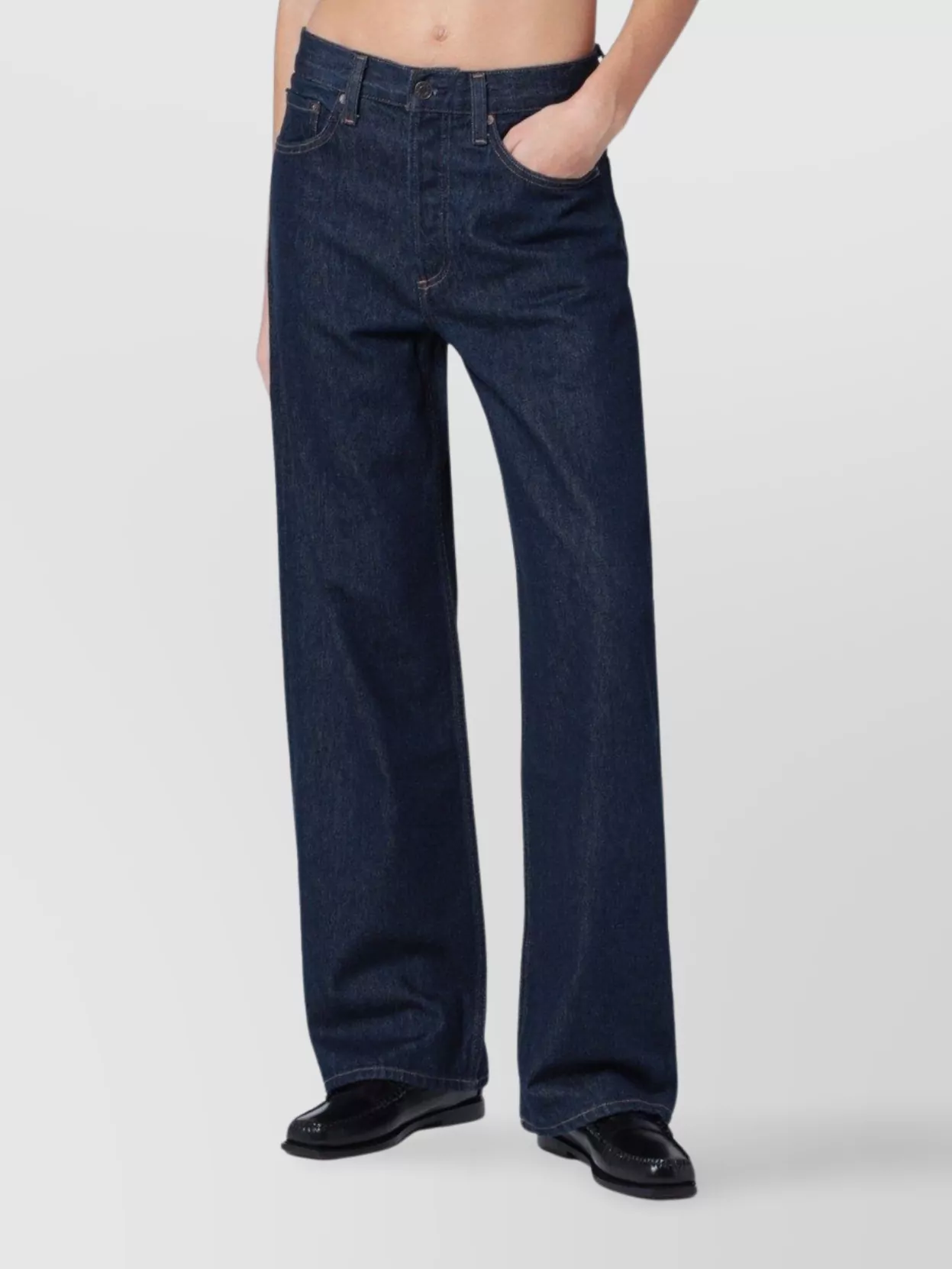 Agolde Wide-leg Jeans With Five Pockets And Belt Loops In Blue