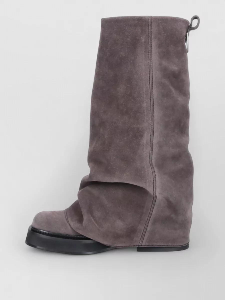 The Attico Suede Leather Draped Ankle Boots