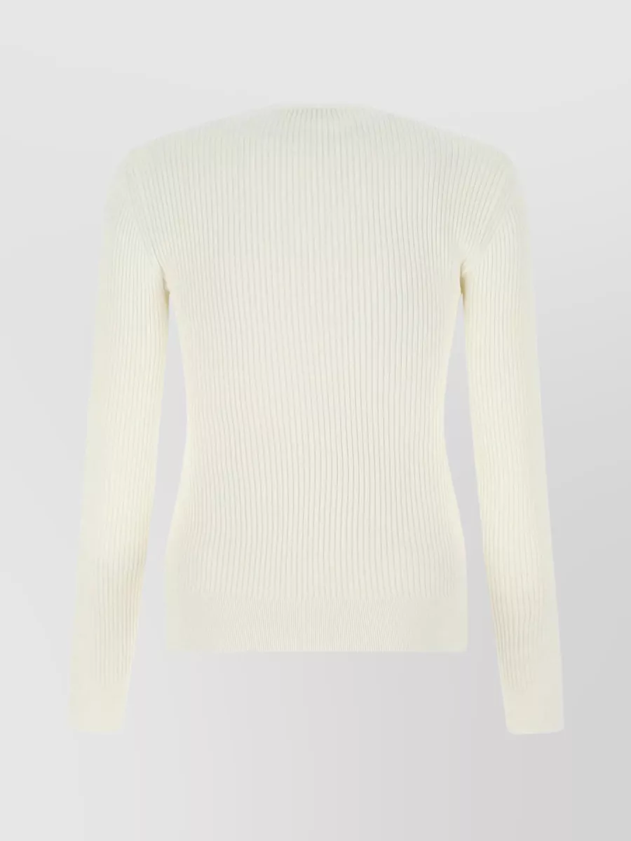 Shop Alexander Mcqueen Viscose Knit Sweater With Asymmetrical Button Detail In Cream