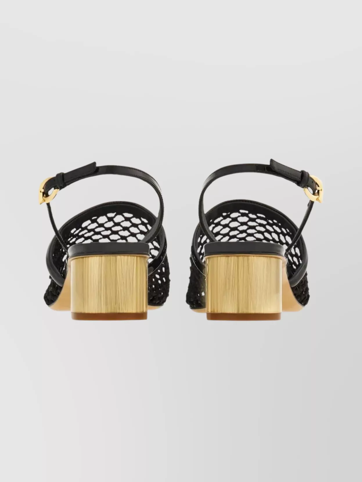 Ferragamo Mesh And Leather Slingback Sandals In Black