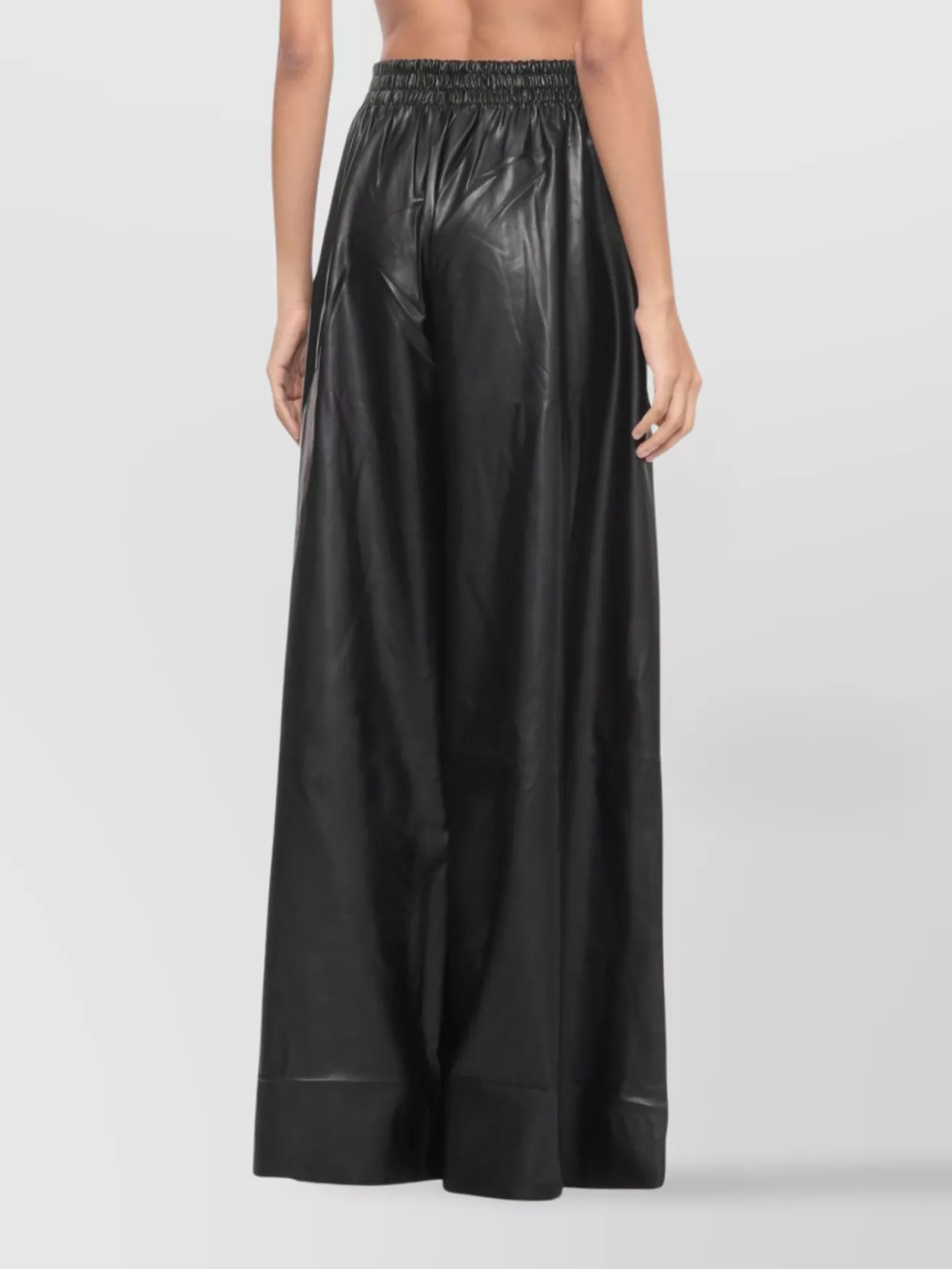 Norma Kamali Wide-leg Faux Leather Trousers And Pockets In Gray