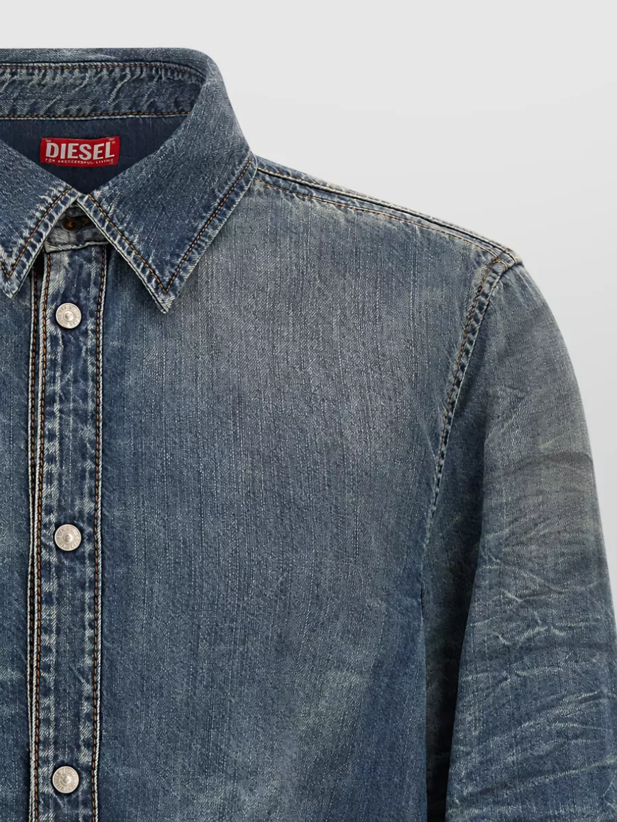 Diesel Denim wrinkled texture shirt