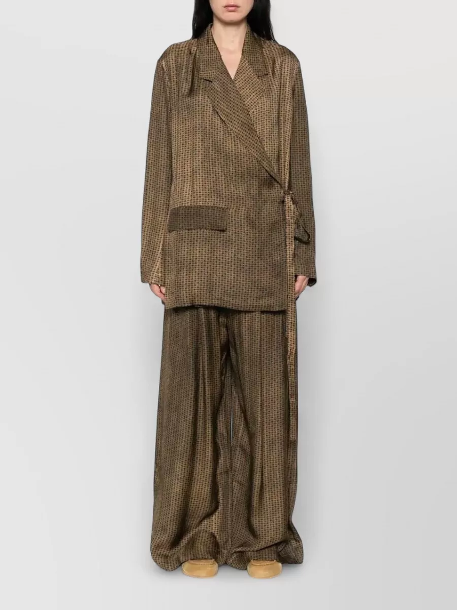 Uma Wang Geometric-Pattern Belted Long-Sleeve Jacket