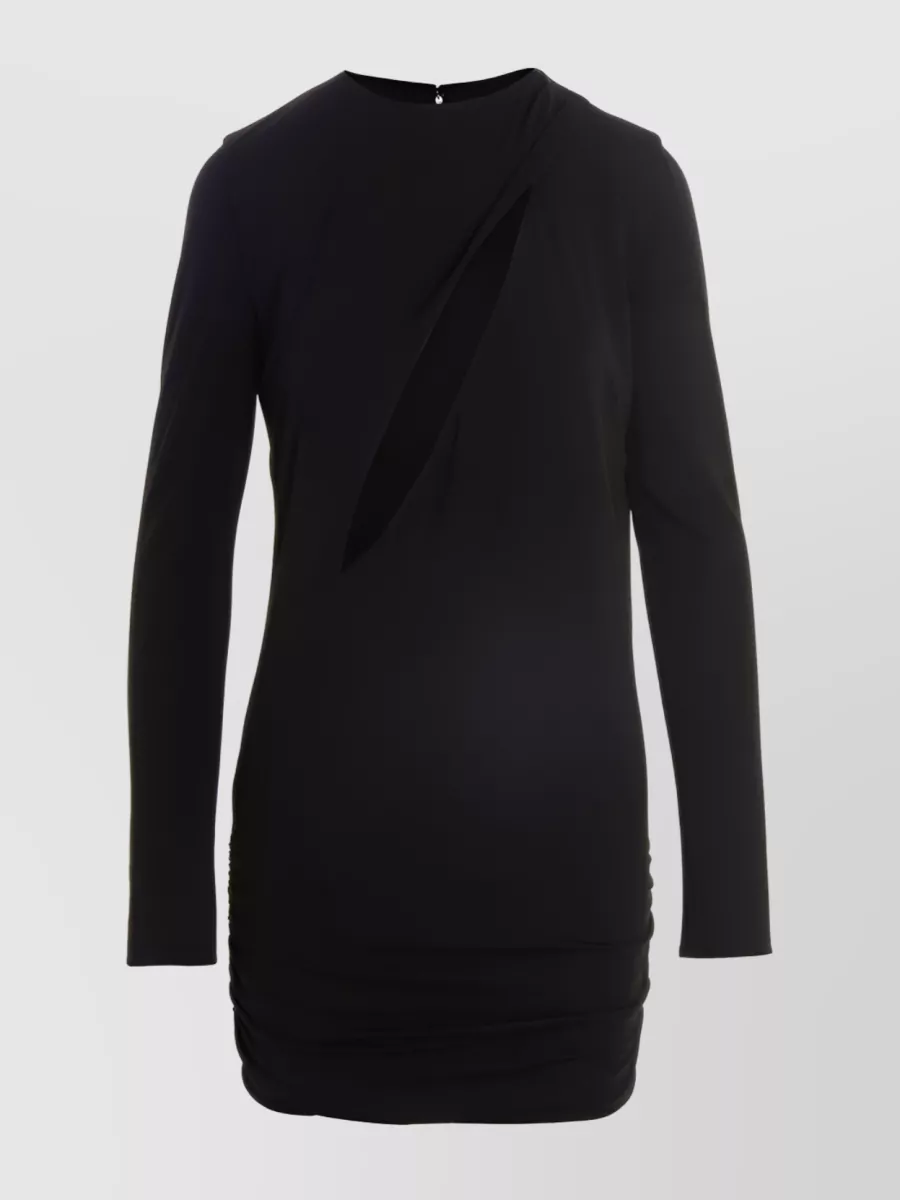 Shop Versace Cut-out Long Sleeve Silhouette Dress In Black