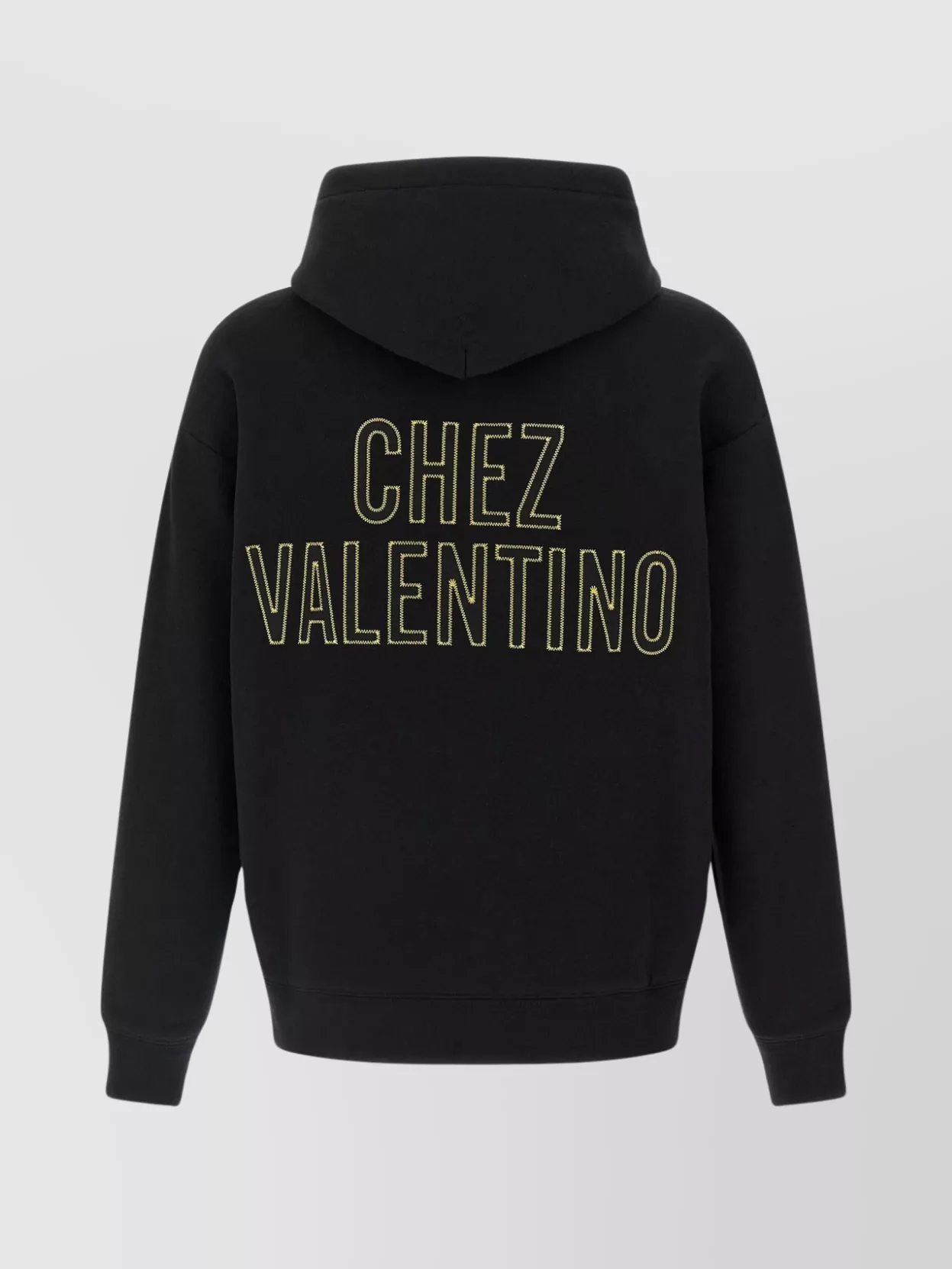 Valentino Hooded Sweatshirt With Front Pocket And Ribbed Hem In Black
