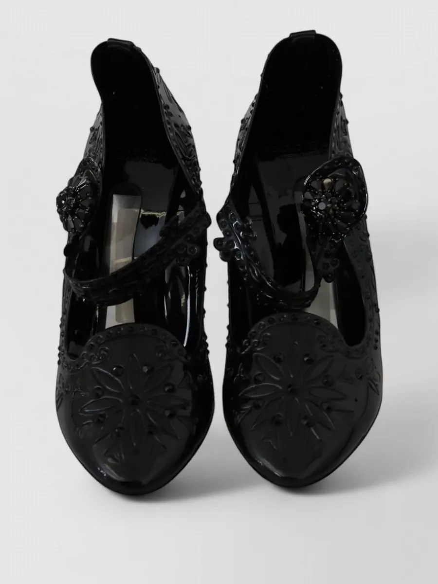 Dolce&Gabbana crystal embellished floral patent pumps