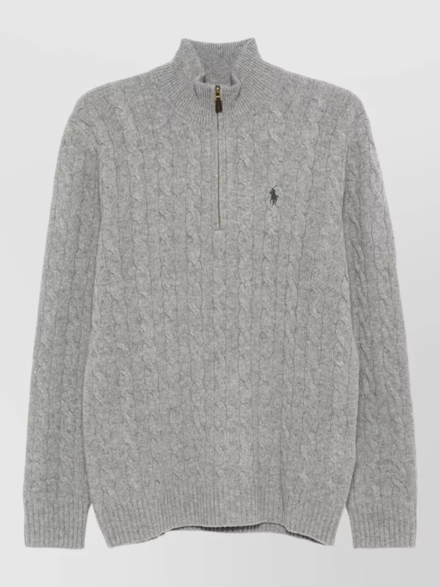 Polo Ralph Lauren cable-knit wool-cashmere quarter-zip jumper