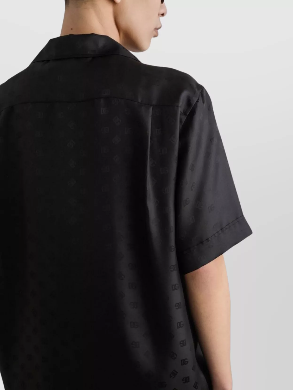 Dolce & Gabbana Dg Logo Jacquard Hawaii Shirt In Black