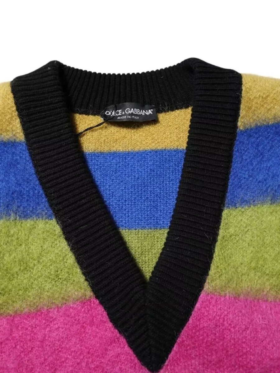 Dolce&Gabbana Mohair-Blend Checked V-Neck Jumper