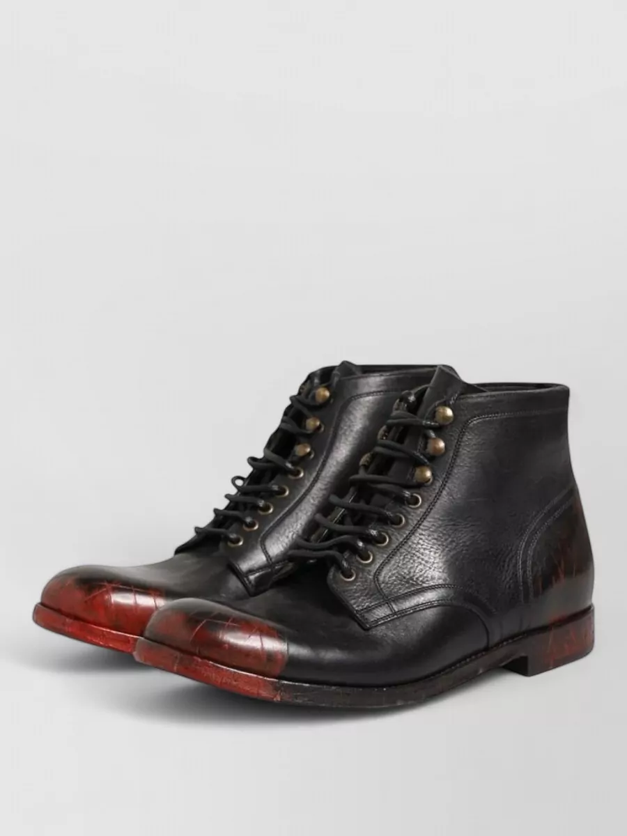 Dolce&Gabbana Leather Lace-Up Ankle Boots