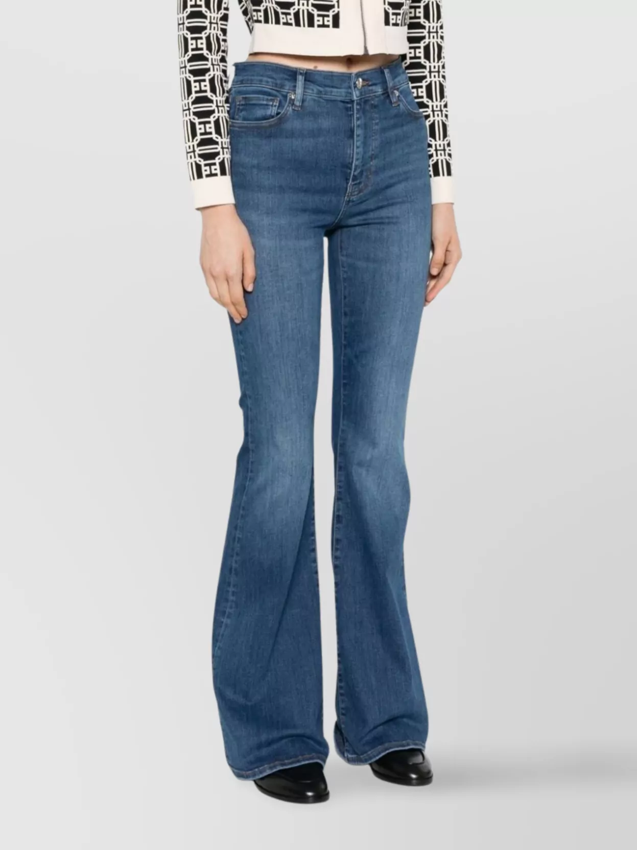 Frame Flared High-Waisted Denim Trousers