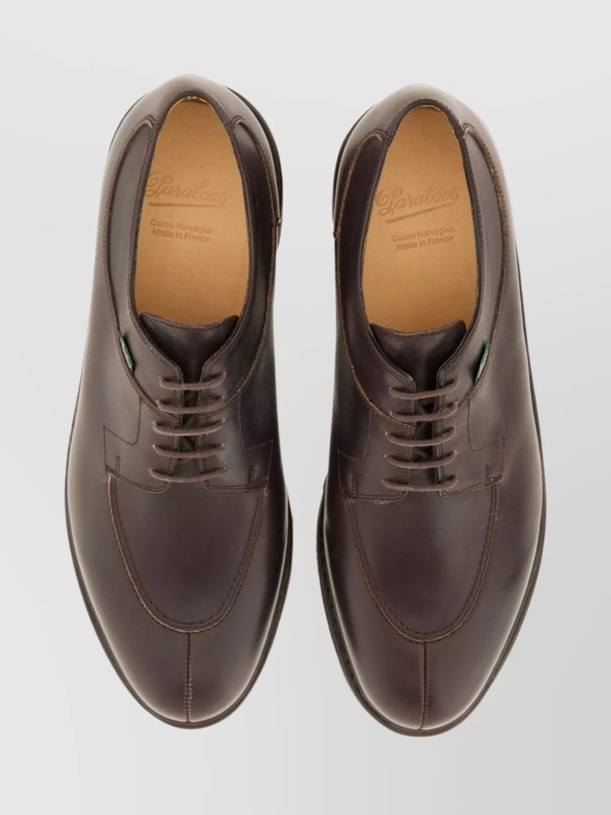 Paraboot Round Toe Leather Loafers With Stitched Detail