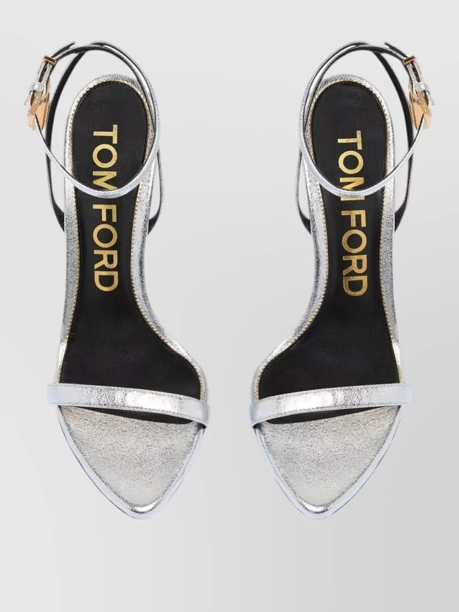 Tom Ford Leather Metallic Padlock Pointed-Toe Sandals