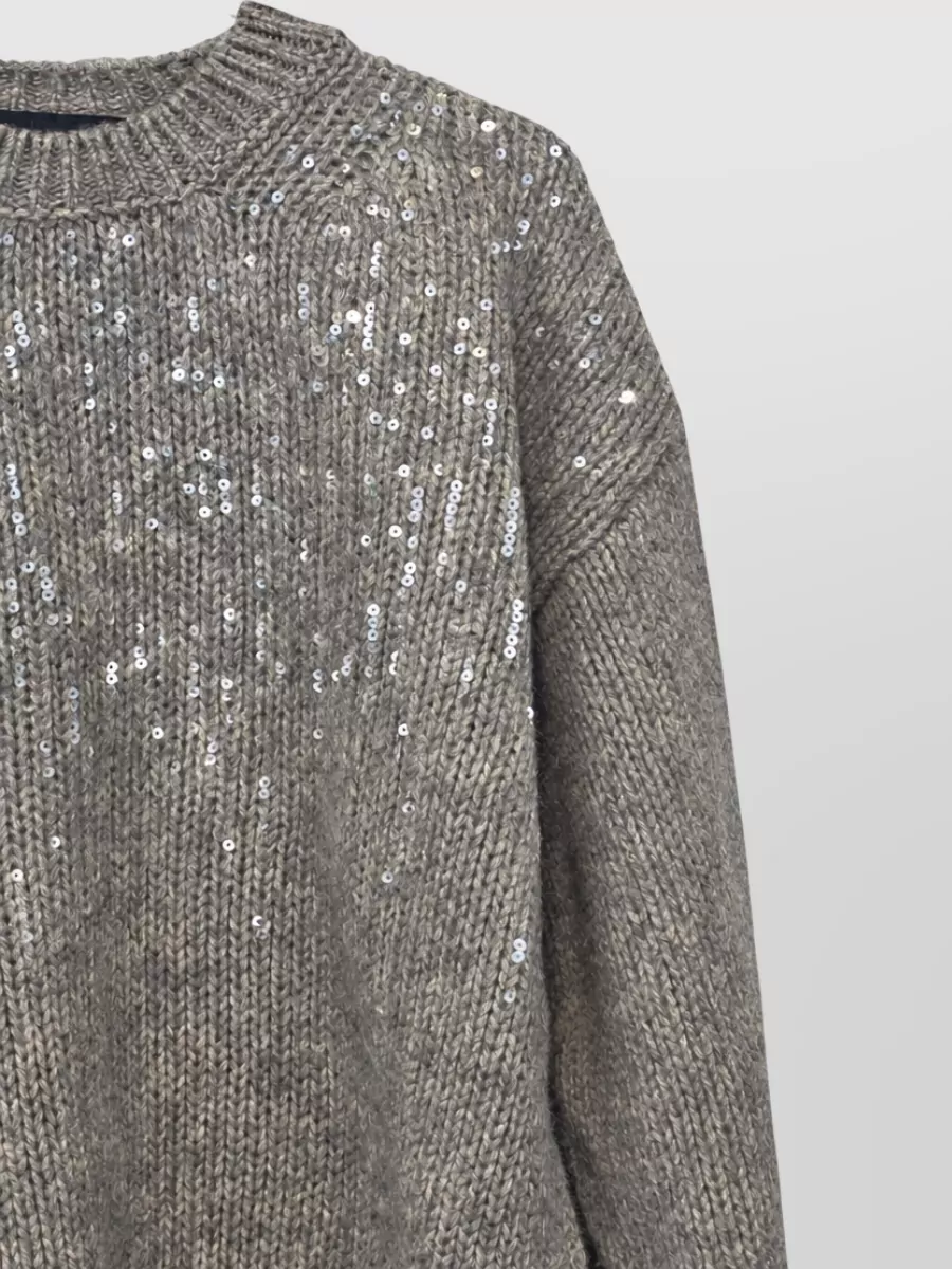 Haikure Wool Sequin Embellished Crew Neck Jumper