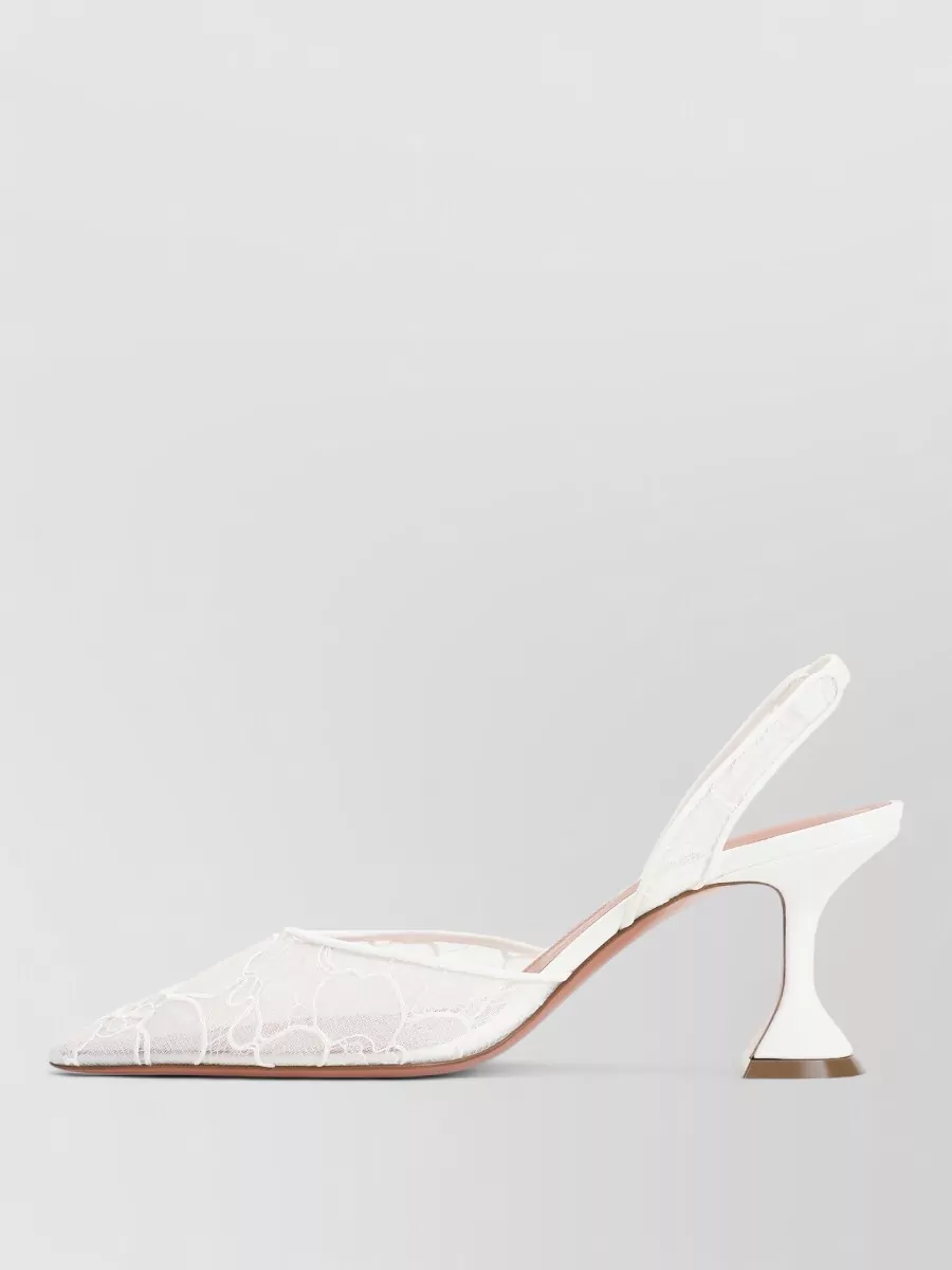 Amina Muaddi Leather Holli Lace Slingback Pumps