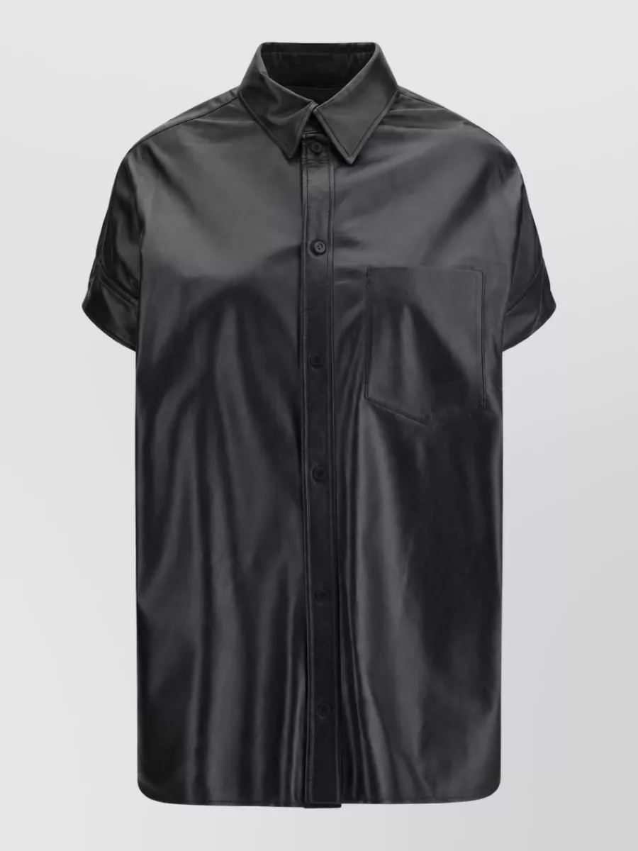 Balenciaga Lamb leather short-sleeve shirt jacket