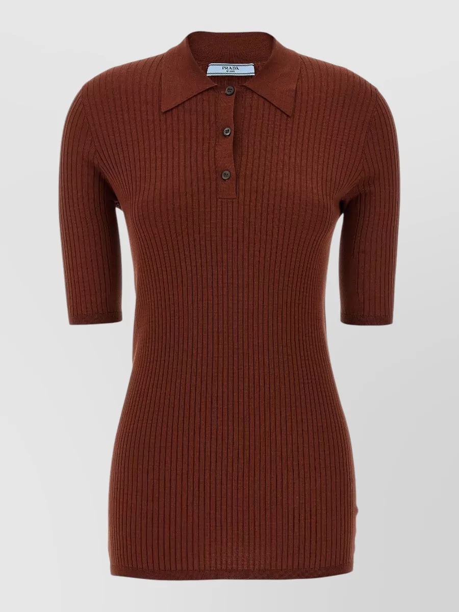 Prada ribbed polo top