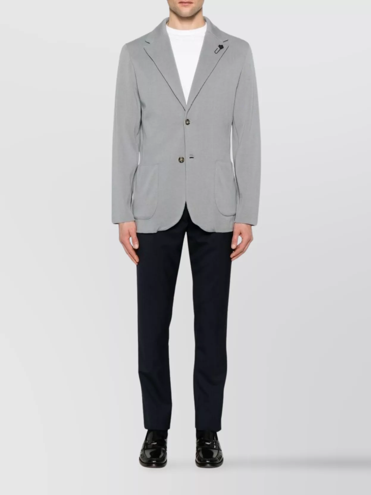 Lardini Medium Grey Cotton Jacket With Notched Lapels In Gray